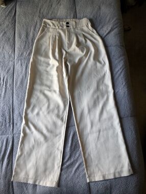 High-Rise Wide-Leg Chinos in Cream